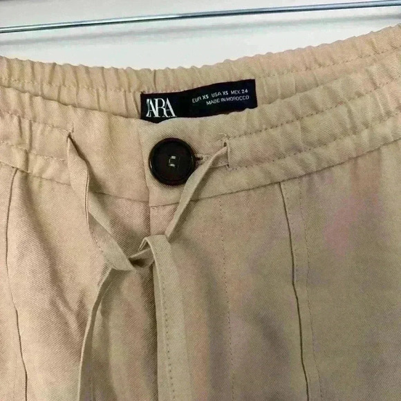 Zara Beige Cargo Joggers Size Extra Small - Picture 3 of 10
